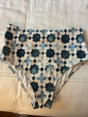 Follow Suit Geometric Blue/Turquoise Swim Bottoms Size Large